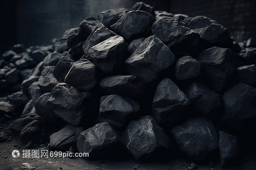 一堆黑色煤块